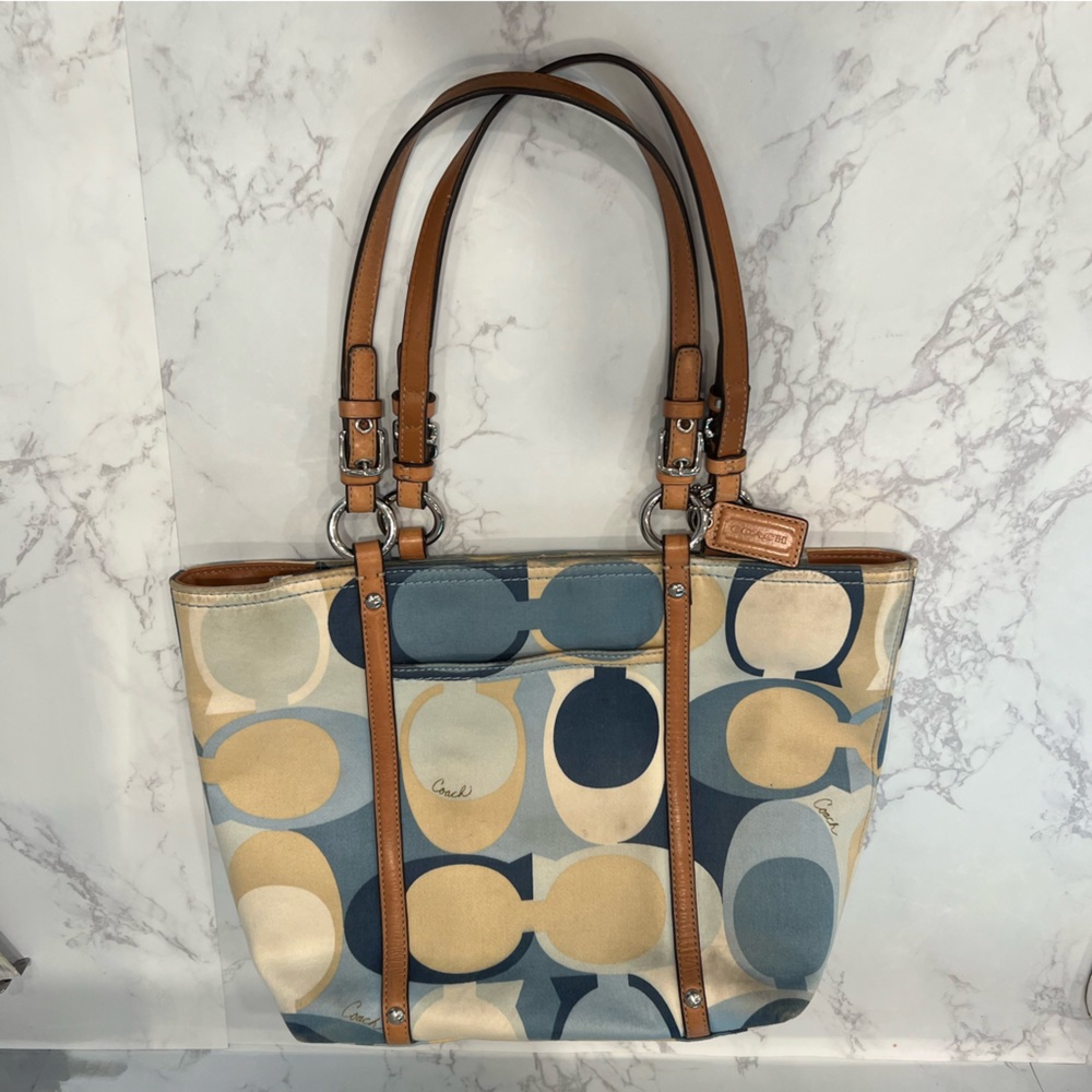 Coach scarf print blue purse